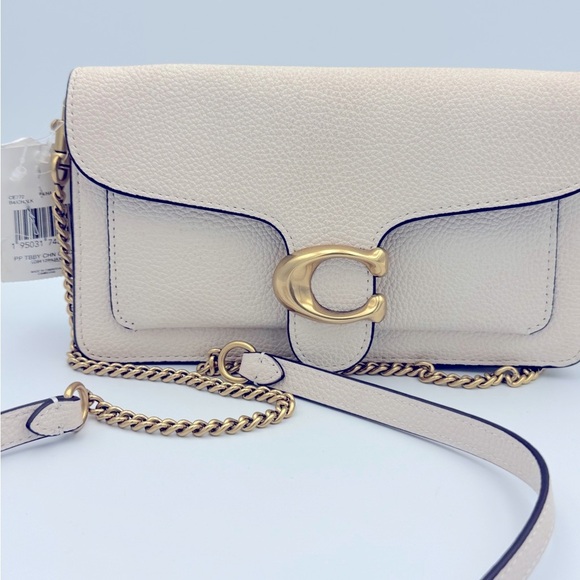 COACH Polished Pebble Leather Chain Clutch Tabby Crossbody shoulder bag handbag - Picture 4 of 16